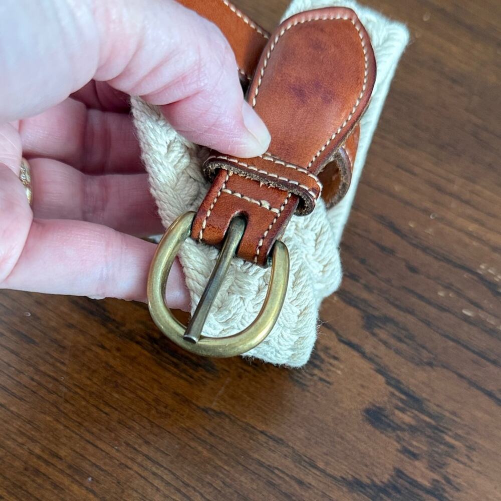 Trafalgar Canvas Woven Belt with Leather Accents Size 36